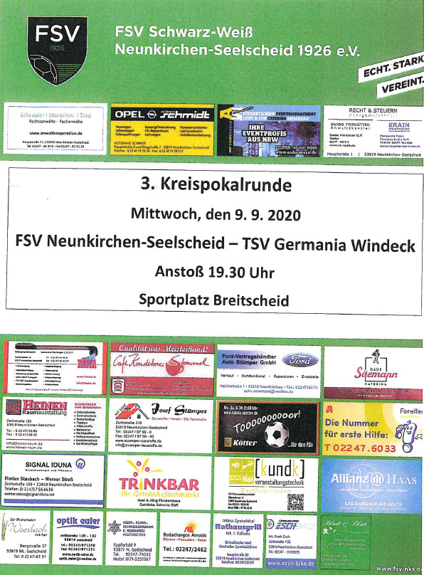 3. Kreispokalrunde: FSV vs. Germania Windeck