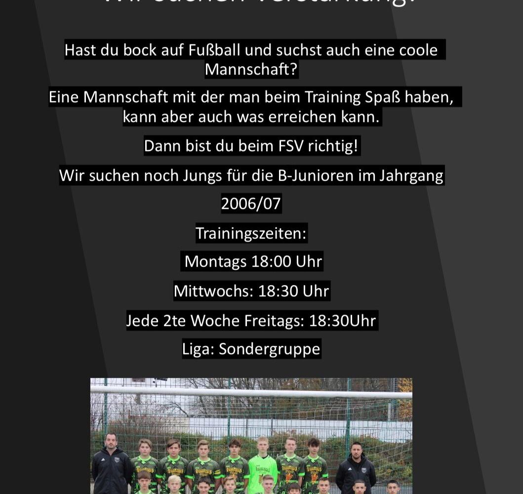 Unsere U17 sucht neue Spieler!