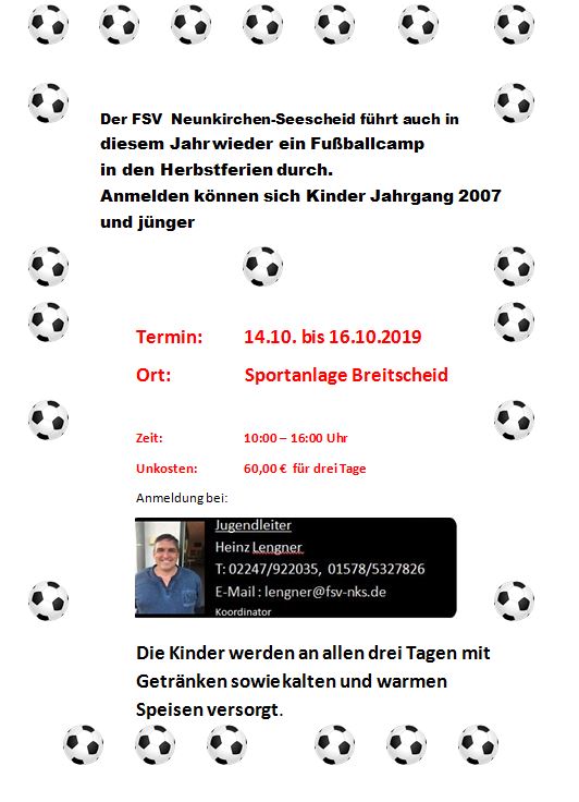 Fussballcamp der FSV Jugendabteilung in den Herbstferien