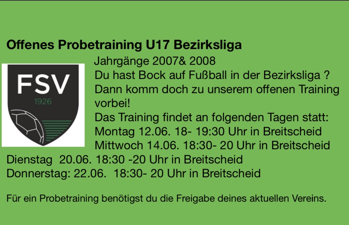 Offenes Probetraining U17