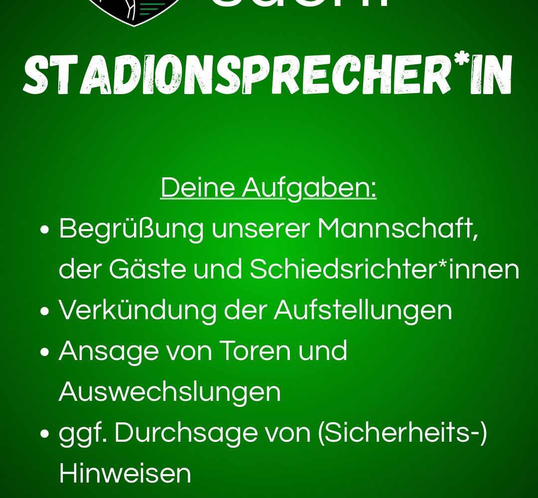 Stadionsprecher*in gesucht